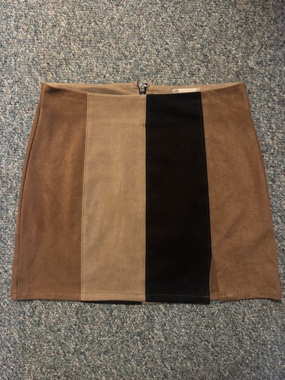 Altar'd State Colorblock Suede Mini Skirt in Brown, Tan & Black